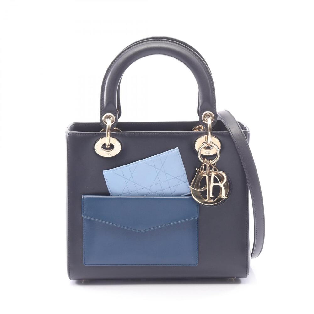 Christian Dior LADY Handbag leather Navy Blue tones